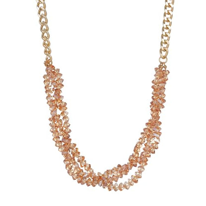 Crystal Statement Necklace with Gold Chain, Black and Clear Crystal Clusters, Chunky Curb Link Design, Fashion Jewelry for Women - color: Crystal yellow