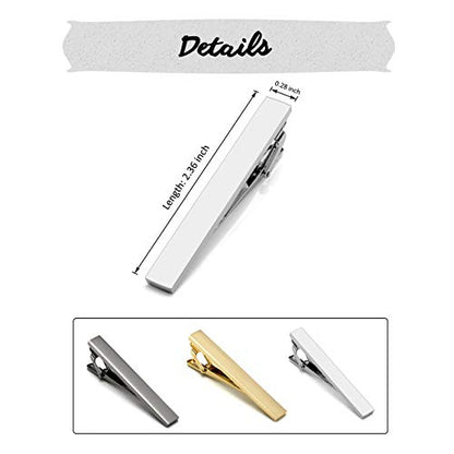 Jovivi Personalized Custom Tie Clip Bar for Men Engraved Tie Clips Pin, Groomsmen Mans Fathers Day Wedding Gift - color: A: Non-Engraving(Gold)