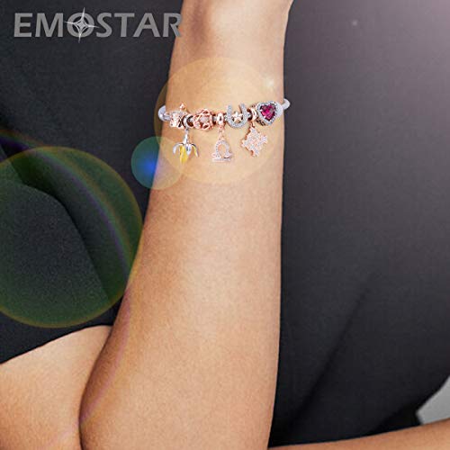 EMOSTAR Zodiac Sign Charms fits European Charm Bracelet – Rose Gold 925 Sterling Silver Necklace Pendant, 12 Horoscope Constellation Dangle CZ Birthstone Beads, Gifts for Women/Men/Birthday - color: Libra (9.23 – 10.22)