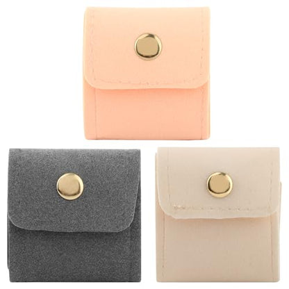 3Pcs Mini Travel Jewelry Bag with Buckle, Portable Multifunctional Mini Travel Organizer Case, Foldable Jewelry Roll for Rings, Necklaces, Bracelets, Earrings(3 Colors)