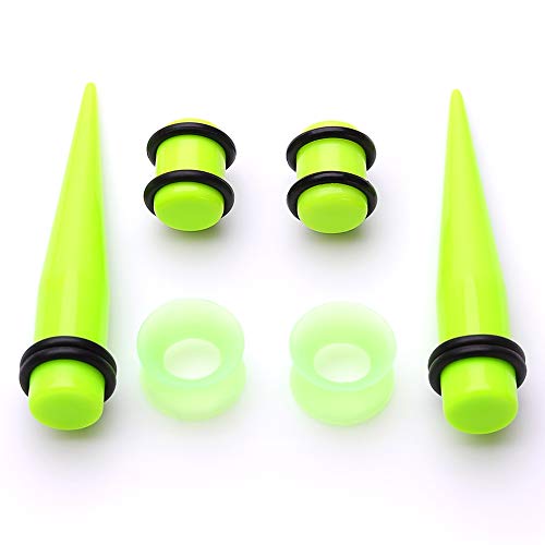 JieyueJewelry 50/54 Pcs Ear Stretching Kit 14G-00G | Acrylic Tapers & Plugs with Silicone Tunnels, Ear Gauges Expander Set Body Piercing Jewelry for Women and Men - color: Green