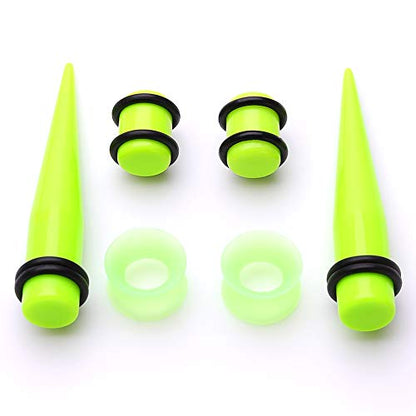 JieyueJewelry 50/54 Pcs Ear Stretching Kit 14G-00G | Acrylic Tapers & Plugs with Silicone Tunnels, Ear Gauges Expander Set Body Piercing Jewelry for Women and Men - color: Green