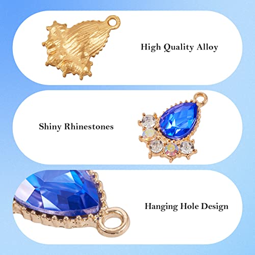 Cheriswelry 24Pcs Faceted Glass Teardrop Alloy Pendants Rhinestone Crystal Water Drop Dangle Charms 12 Colors 20x16x5mm for Necklace Bracelet Earring Jewelry Making - color: Mixed Color*17