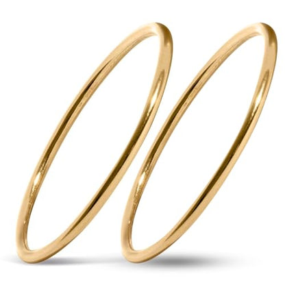 Handmade 1mm 14K Gold Filled Ring for Women & Girls Thin Gold Ring Dainty Cute Stacking Stackable Band Non-Tarnish | - color: 2 Pack