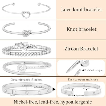 18 K Gold Plated Love Bangle Bracelet Stack Cuff Jewelry for Women Jewelry Set for Women Gift with Box - style: style11