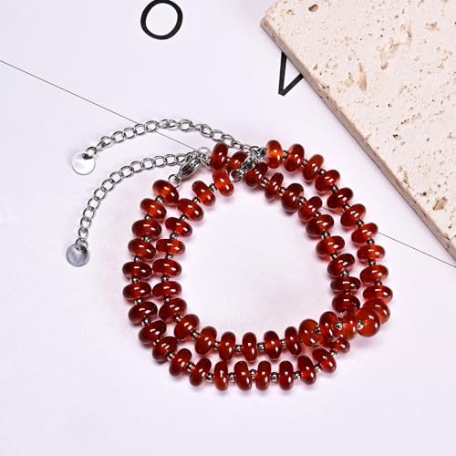 Natural Healing Gemstone Bracelet Handmade Yoga Stretch Elastic Bracelet Stress Relief Crystal Jewelry for Men and Women - color: Carnelian (Luck), size: 5x8