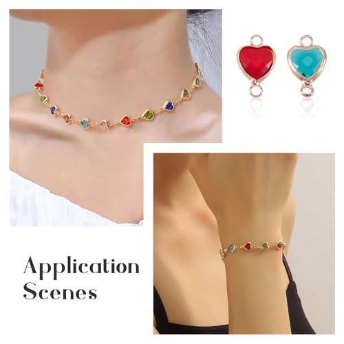 Elecrelive Crystal Heart Charms Rhinestone Heart Pendants Valentine Charms for Necklace Bracelet Earring Wedding Jewelry - color: 12 Colors Birthstone