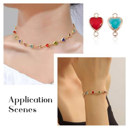 Elecrelive Crystal Heart Charms Rhinestone Heart Pendants Valentine Charms for Necklace Bracelet Earring Wedding Jewelry - color: 12 Colors Birthstone