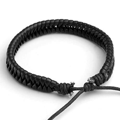 6-12PCS Braided Faux Leather Bracelet Punk Cuff Wrap Bracelets for Men Women Adjustable - color: C:6pcs