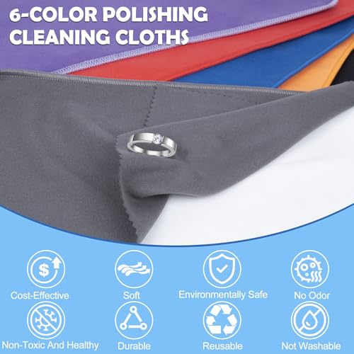 6 PCS Jewelry Polishing Cloths, Large 10x12 Inch(Dark) | Pure Cotton, Two‑Step Polish, Reusable, Polishing Cloths for Cleaning Gold, Silver, Platinum, Diamond, Stainless Steel - color: Dark