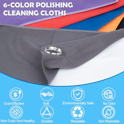 6 PCS Jewelry Polishing Cloths, Large 10x12 Inch(Dark) | Pure Cotton, Two‑Step Polish, Reusable, Polishing Cloths for Cleaning Gold, Silver, Platinum, Diamond, Stainless Steel - color: Dark