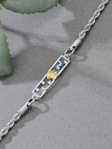 Waves/Tree of Life/Mushrooms/Moon Phase/Butterfly/Hummingbird Bracelet/Anklet 925 Sterling Silver Adjustable Abalone Shell Bar Bracelet/Anklet Summer Jewelry Gifts for Women - color: Mushrooms, size: Bracele 7"+2"
