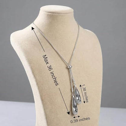1 Piece Long Pendant Necklace for Women, Silver Tone Long Necklaces for Women Trendy, Elegant Long Necklace Accessory, Modern Silver Tone Long Necklaces for Women