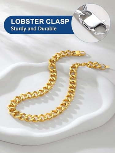 ChainsPro Cuban Link Chain for Women,Stainless Steel Chunky Necklace Silver/Gold Plated Thick Chain Choker, 12/16/20 mm Width,18" and 20" Punk Hip Hop Trendy Non Tarnish Jewelry Gifts - color: Gold Plated, style: 12mm-18"