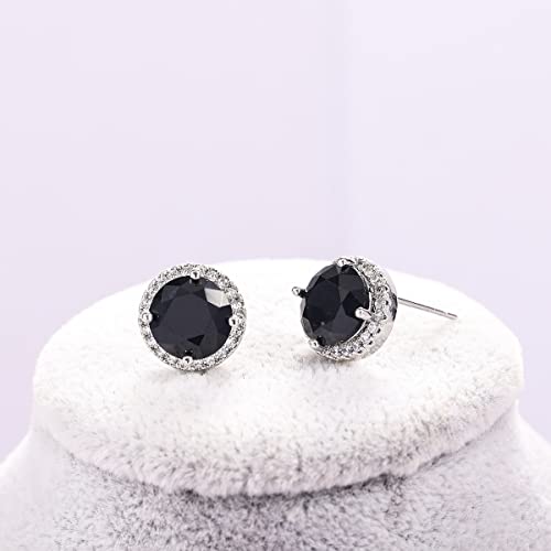 YOQUCOL Bright 8MM,10MM Cubic Zirconia Crystal Stud Earrings Round Pierced Earrings For Women - color: 10MM-Black