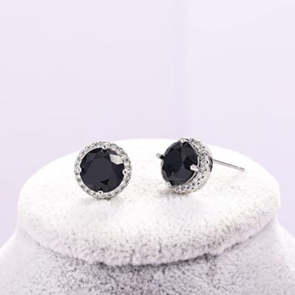 YOQUCOL Bright 8MM,10MM Cubic Zirconia Crystal Stud Earrings Round Pierced Earrings For Women - color: 10MM-Black