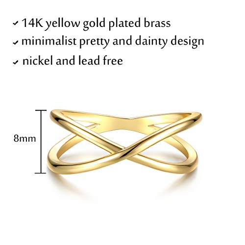 Valloey Rover Gold Rings for Women Non Tarnish Thumb Ring | 14k Gold Plated Adjustable Open Cross Wedding Rings Waterproof Fashion Statement Jewelry for Women Trendy Gift - color: X