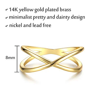 Valloey Rover Gold Rings for Women Non Tarnish Thumb Ring | 14k Gold Plated Adjustable Open Cross Wedding Rings Waterproof Fashion Statement Jewelry for Women Trendy Gift - color: X