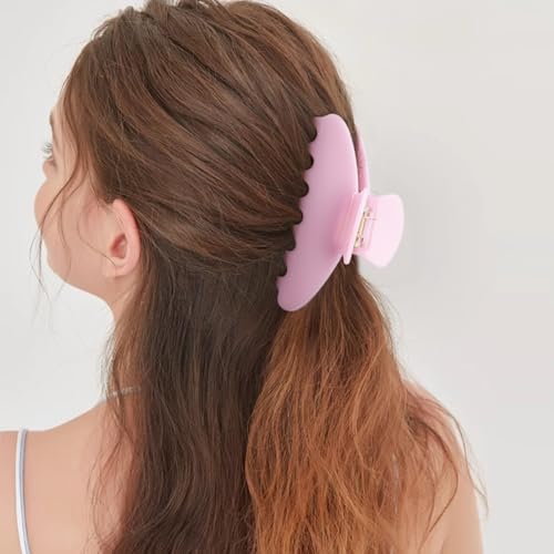 MAORULU Cute Claw Clip for Women – 4.3'' Large Acetate Hair Clips for Thick Thin Curly Long Hair, Durable Hair Clamps Non-slip Jaw Clip, Strong Hold, Stylish French Design (Jelly Pink) - color: Jelly Pink