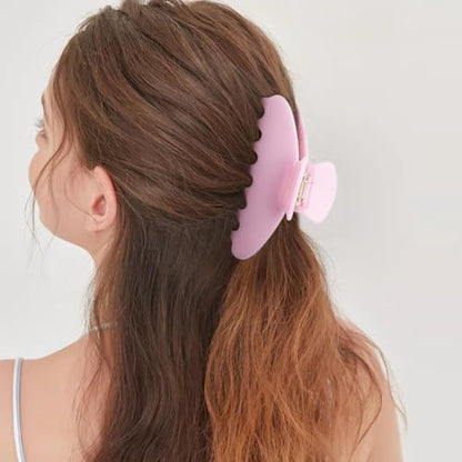 MAORULU Cute Claw Clip for Women – 4.3'' Large Acetate Hair Clips for Thick Thin Curly Long Hair, Durable Hair Clamps Non-slip Jaw Clip, Strong Hold, Stylish French Design (Jelly Pink) - color: Jelly Pink