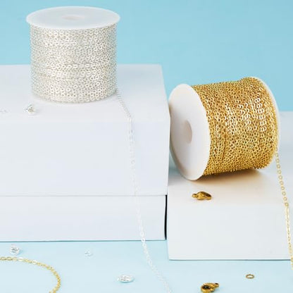 Kyutong 65.6 Feet Stainless Steel Jewelry Making Chains Spool for Crafting | 2 Rolls Cross Cable Chain Links Gold Silver DIY Jewelry Supplies with Lobster Clasps Jump Rings for DIY Handcraft - color: Cable Chain