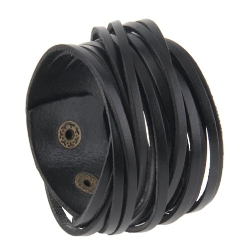 JAOYU Punk Leather Cuff Bracelet Goth Leather Wristband Rock Bracelet Biker Bracelet for Men Leather Armband Black Handmade Jewelry - color: Leather Snap Band