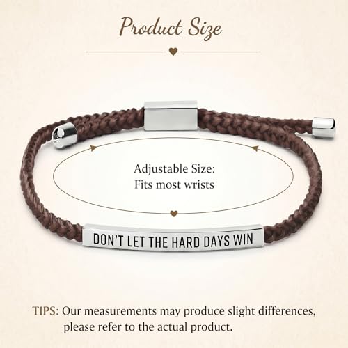 Frodete Dont Let The Hard Days Win Bracelet Inspirational Gifts for Women Adjustable Braided Tube Bracelet Gifts for Friends - color: A6:grey