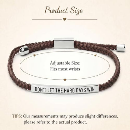 Frodete Dont Let The Hard Days Win Bracelet Inspirational Gifts for Women Adjustable Braided Tube Bracelet Gifts for Friends - color: A6:grey