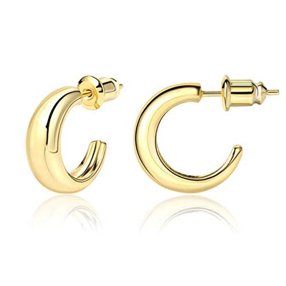 14K Gold Small Hoop Earrings Silver Post Open Hoops Earrings for Women | Hypoallergenic - color: A-14K Gold