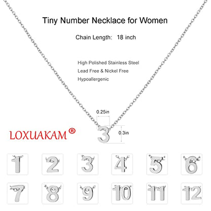 Number Necklace for Women Dainty 18K Gold Plated Pendant Necklace Charm Birth Month Personalized Jewelry Birthday Gift - color: SILVER, style: Number 9
