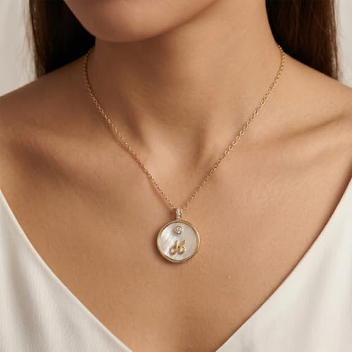Initial Necklaces for Women Mother of Pearl Gold Letter Necklace Pendant - color: Letter H