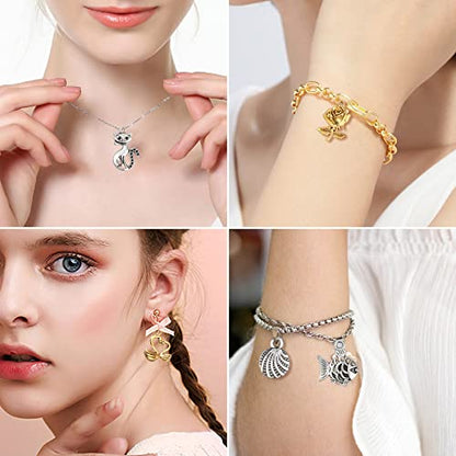 SANNIX 200Pcs Bulk Jewelry Making Charms Tibetan Antique Silver Gold Charm | Pendants for DIY Bracelet Necklace Making Crafts - color: Gold Silver