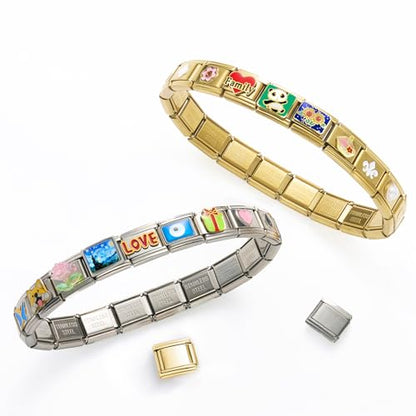 Stainless Steel Italian Charm Bracelet, 18 Link Starter Bracelet 9mm Charms | Italian Charm Bracelet with 9Pcs/20Pcs Charms and Opening Tools, Classic 9mm Modular Charm, Personalized Jewelry Gift - color: 20pcs Charm Set