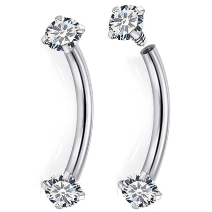 Jenxnjsjo F136 Titanium 16g 6/8/10mm Eyebrow/Rook/Snug/Vertical-Labret/VCH/Snake-Eyes/Anti-Tragus/Christina/Daith/Belly-Button/Bridge/Hood/Surface Curved Barbell Piercing Jewelry for Women Men - size: ['6mm']