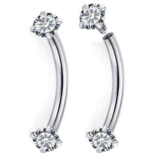 Jenxnjsjo F136 Titanium 16g 6/8/10mm Eyebrow/Rook/Snug/Vertical-Labret/VCH/Snake-Eyes/Anti-Tragus/Christina/Daith/Belly-Button/Bridge/Hood/Surface Curved Barbell Piercing Jewelry for Women Men - size: ['10mm']