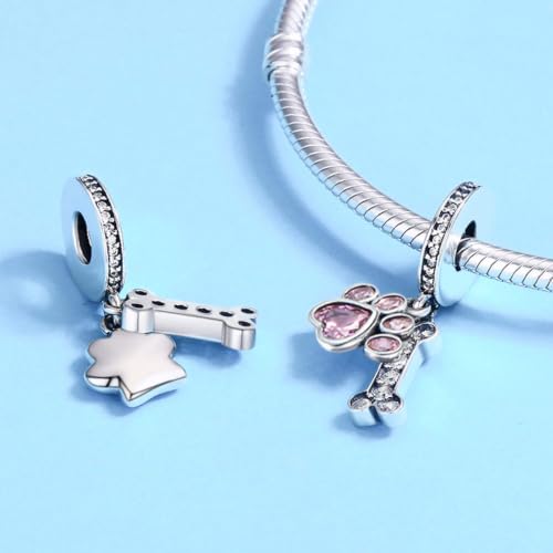 925 Sterling Silver Charms Pendants Mom Heart Dog koi fish Sea Turtle Football Charms for bracelet Pendants Beads Mom Sister Wife Family, Friends, Birthday gifts - style: Claw print Bone Pendant