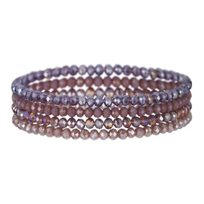 Boho Colorful Stackable Crystal Glass Beads Stretch Bracelets Multilayered Bracelets for Women Bohemian Jewelry - color: Purple 4pcs