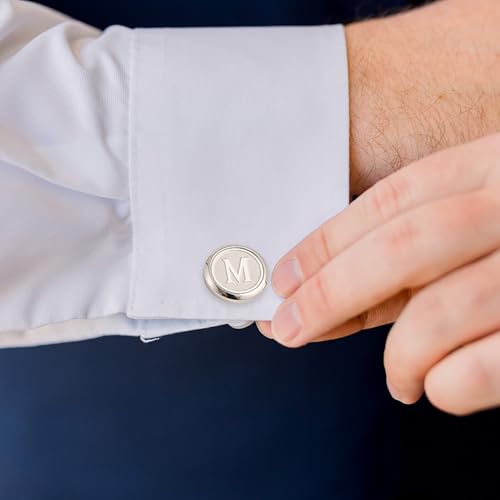 Initial Letter A-Z Cufflinks for Men Silver/Gold/Black Cufflinks 26 Alphabet Letter Copper Cufflinks for Formal Occasions Gifts Anniversary Business Wedding for Bridegroom Groomsmen - size: Silver, style: Initial: B