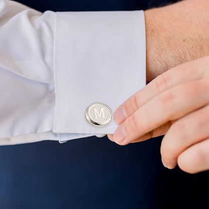 Initial Letter A-Z Cufflinks for Men Silver/Gold/Black Cufflinks 26 Alphabet Letter Copper Cufflinks for Formal Occasions Gifts Anniversary Business Wedding for Bridegroom Groomsmen - size: Silver, style: Initial: C