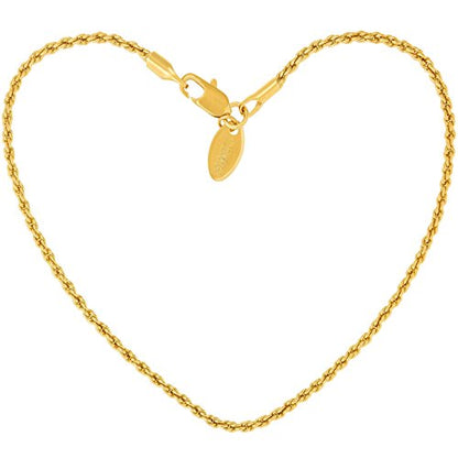 LIFETIME JEWELRY 1mm Rope Chain Bracelet for Women Men Teen 24k Real Gold Plated - color: Gold, size: 6.5 inches