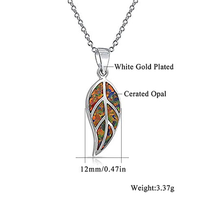 CiNily Opal Leaf/Flower Pendant Necklace for Women Silver Plated Jewelry Gift - color: orange+orange