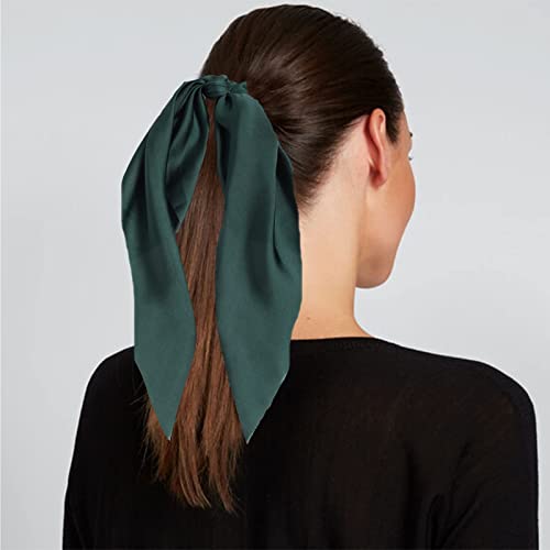 3PCS Hair Scarf Scruncheis for Women Knotted Bow Hair Ties Elastic Bands Satin Hair Ribbon Scrunchy Red Ponytail Holder for Women and Girls (Navy Black Green) - color: Navy Black Green