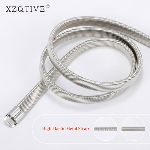 XZQTIVE 2 Pieces Women Skinny Metal Chain Waist Belt Stretchy Saree Cinch Belt for Dress Gold Sliver - color: 00 Smooth-gold/Silver, size: Fit waist 34-37 in