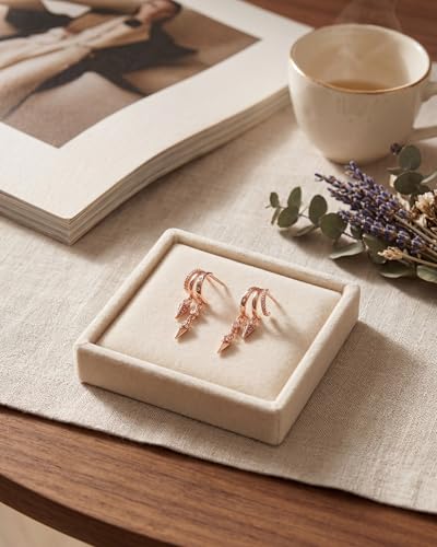 Gold Earrings for Women Trendy 14K Gold Plated Dangle Earrings Small Hoop Huggie Drop Stud Earrings Cubic Zirconia Simple Minimalist Dainty Chain Tassel Hypoallergenic Earrings - color: CZ Tassel & Rose Gold