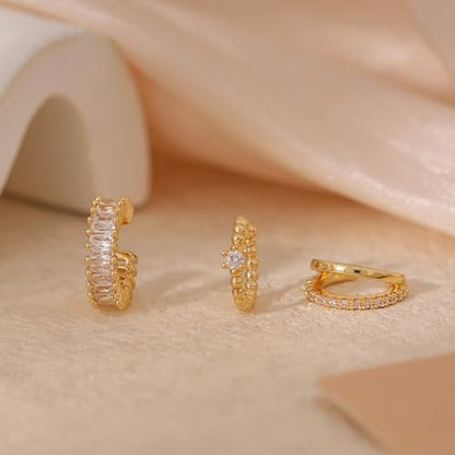 Ear Cuff Earrings for Women Non Piercing,Dainty 14K Gold Plated Chain Cartilage Earrings Set Gold Statement Cuff Earring Stack Fashion Cartilage Earrings for Women Trendy Gold Jewelry - color: ear cuff3-Gold