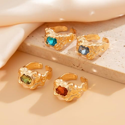 Chunky Gold Rings Set for Women Stacking Finger Knuckle Rings Silver Statement Ring Set Punk Jewelry - style: 132-4pcs
