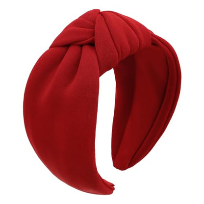 YISSION Red Knotted Headband Wide Headbands for Women Non Slip Head Band Fashion Top Knot Hairband Hair Accessories for Women Girls - color: Red