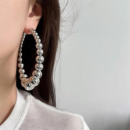 Gold Large Hoop Earrings Lightweight Chunky Gold Earrings Big Hoop Earrings for Women Silver Chunky Earring Gold Statement Earring Fashion Trendy Jewelry - style: A - silver