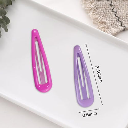 24 PCS 2.36 In Metal Snap Hair Barrettes For Women Water Drop Shape Hair Clips For Thick Thin Fine Hair,Bright Pink Purple - color: Bright Pink Purple