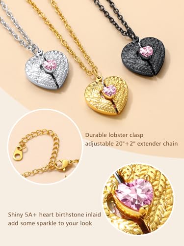 FindChic Locket Necklace for Women Custom Photo Memorial Gifts 4 Colors | Silver/Black/Rose Gold/Gold Plated Personalized for Loved Ones, Birthday Valentine's Day Keepsake - style: 04. Birthstone Style 1-Gold